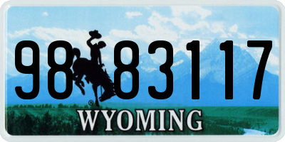 WY license plate 9883117