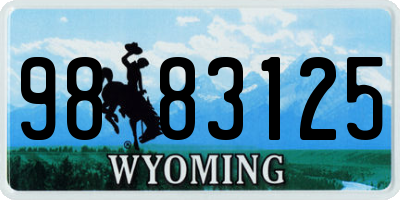 WY license plate 9883125