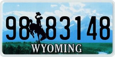 WY license plate 9883148
