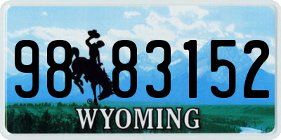 WY license plate 9883152