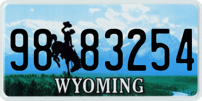 WY license plate 9883254