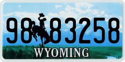 WY license plate 9883258