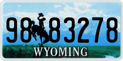 WY license plate 9883278