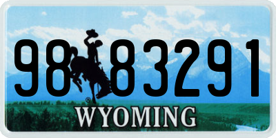 WY license plate 9883291