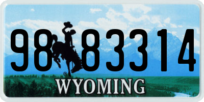 WY license plate 9883314