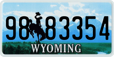 WY license plate 9883354