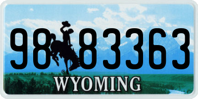 WY license plate 9883363