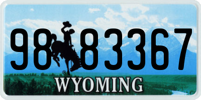 WY license plate 9883367
