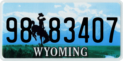 WY license plate 9883407