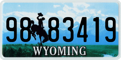 WY license plate 9883419