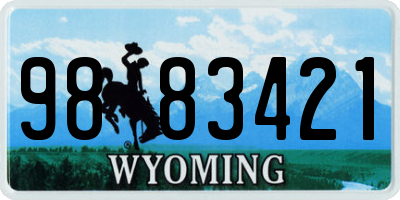 WY license plate 9883421
