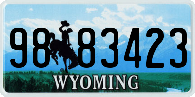 WY license plate 9883423
