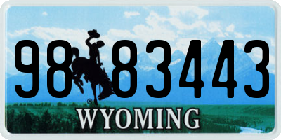 WY license plate 9883443