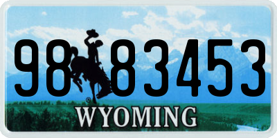 WY license plate 9883453