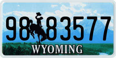 WY license plate 9883577