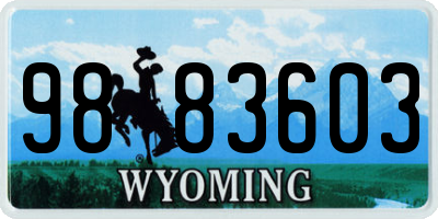WY license plate 9883603