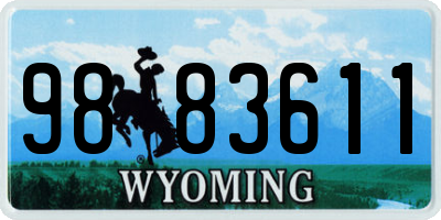 WY license plate 9883611