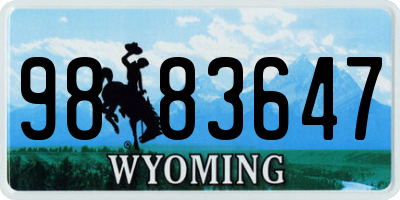 WY license plate 9883647