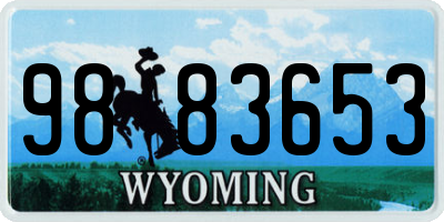 WY license plate 9883653