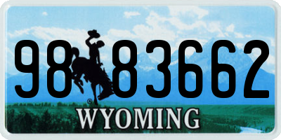 WY license plate 9883662