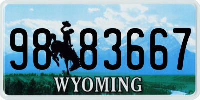 WY license plate 9883667