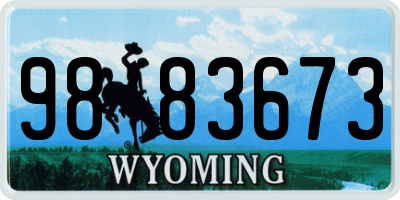 WY license plate 9883673