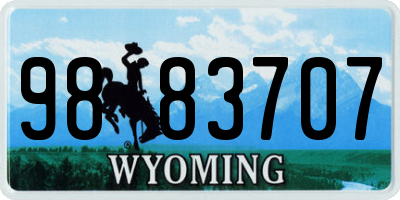WY license plate 9883707