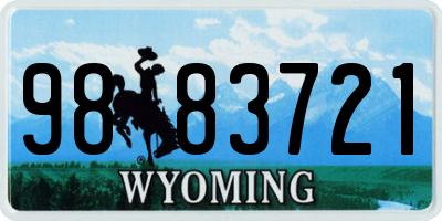 WY license plate 9883721