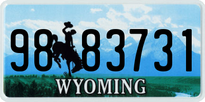 WY license plate 9883731