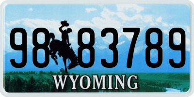 WY license plate 9883789