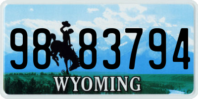 WY license plate 9883794