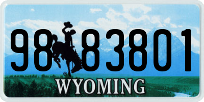 WY license plate 9883801