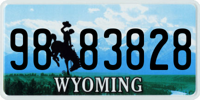 WY license plate 9883828
