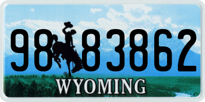WY license plate 9883862