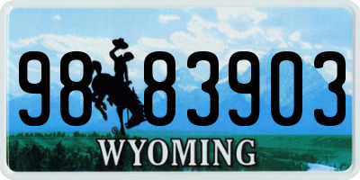 WY license plate 9883903