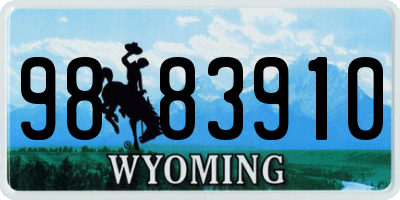 WY license plate 9883910