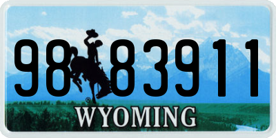 WY license plate 9883911