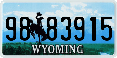 WY license plate 9883915