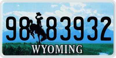 WY license plate 9883932