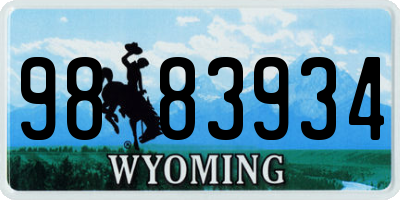 WY license plate 9883934