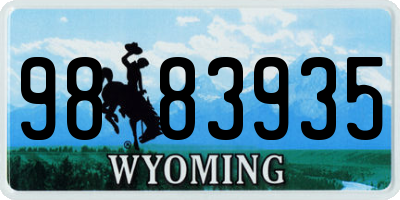 WY license plate 9883935