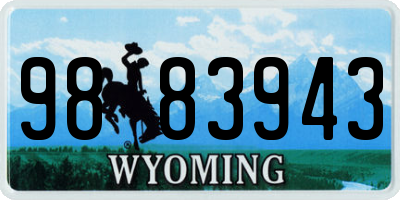 WY license plate 9883943