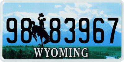 WY license plate 9883967