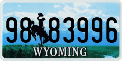 WY license plate 9883996