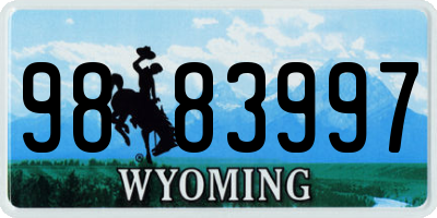WY license plate 9883997