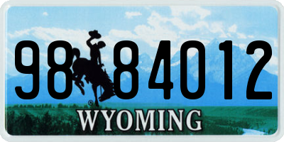WY license plate 9884012