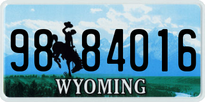 WY license plate 9884016