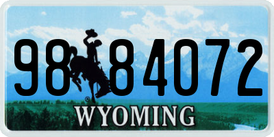 WY license plate 9884072