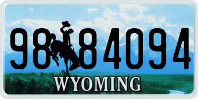 WY license plate 9884094