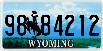 WY license plate 9884212